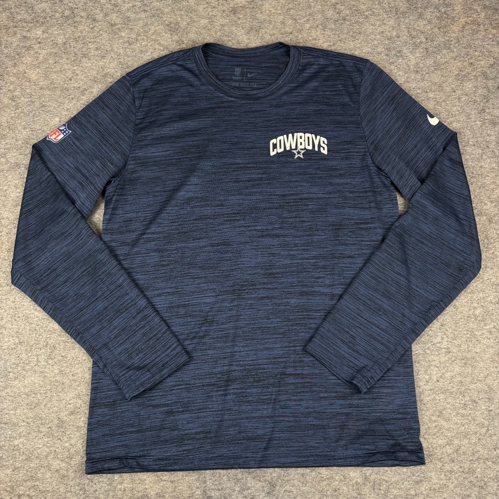 Nike Dri Fit On Field Dallas Cowboys Long Sleeve Shirt Blue Mens Medium M *
